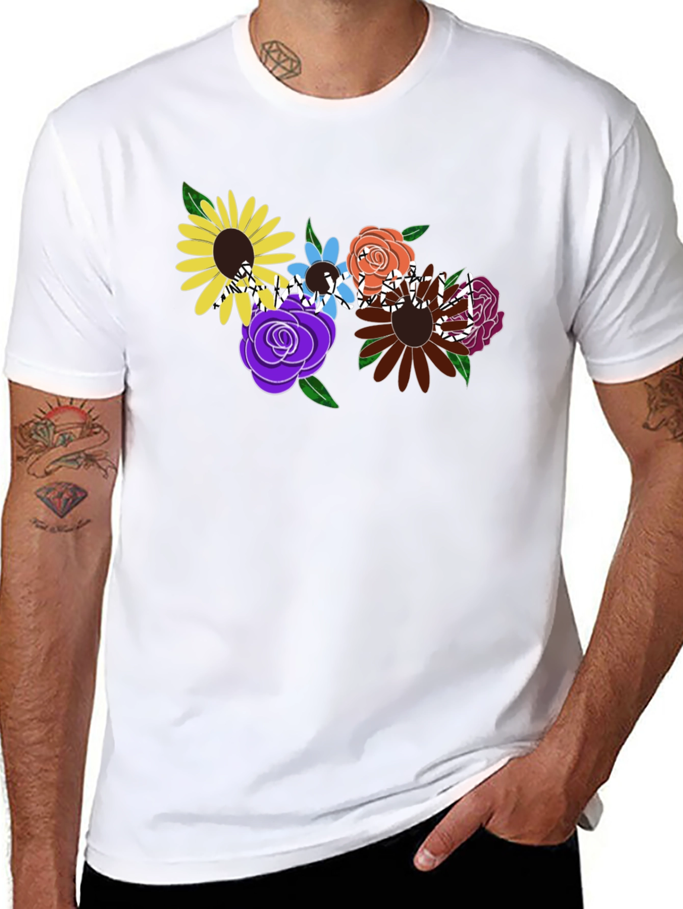 Floral Graphic Black T-Shirt