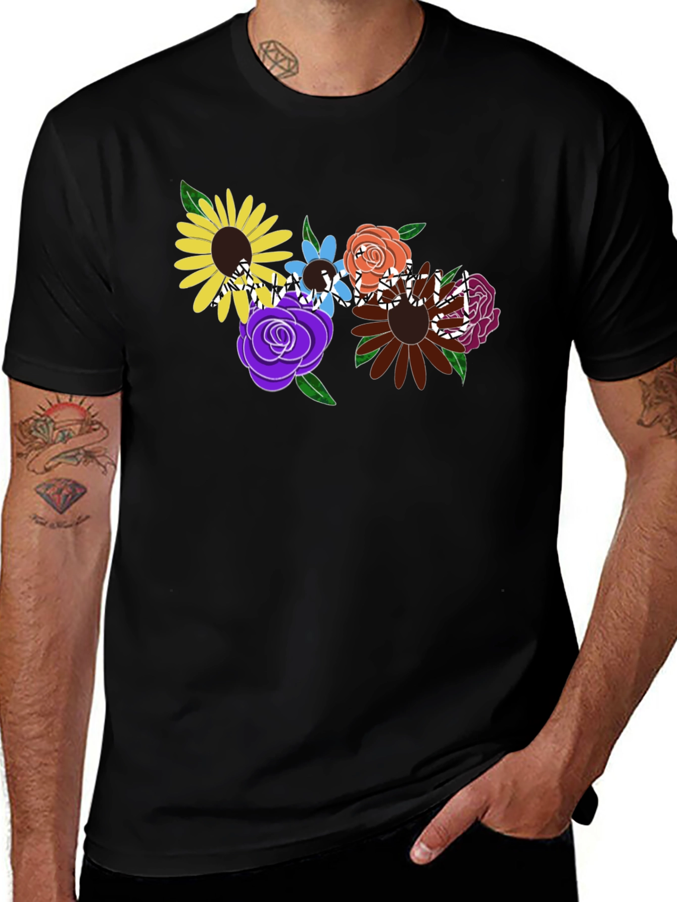 Floral Graphic Black T-Shirt