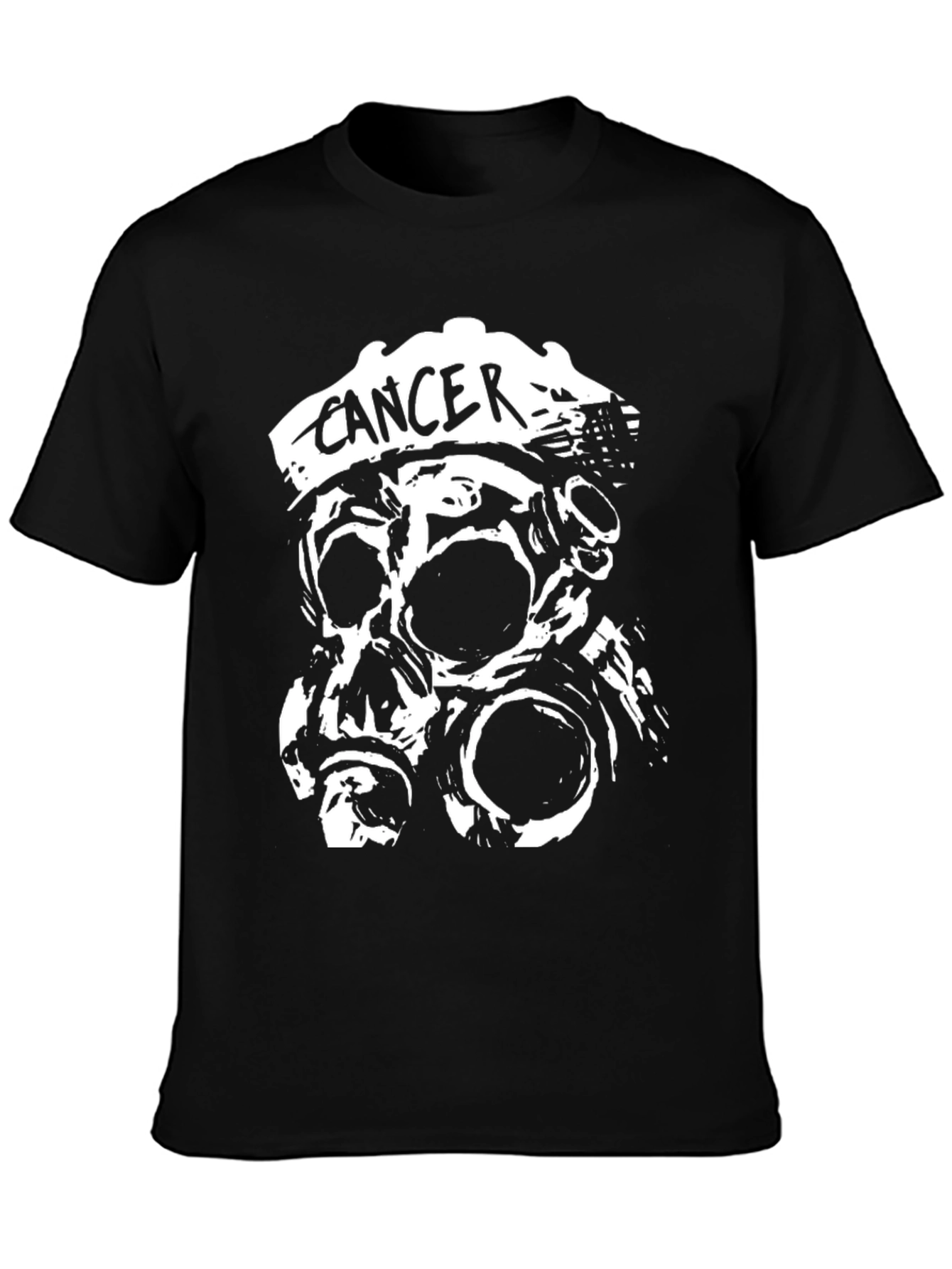 Cancer Skull Gas Mask Black T-Shirt