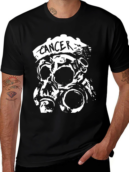 Cancer Skull Gas Mask Black T-Shirt