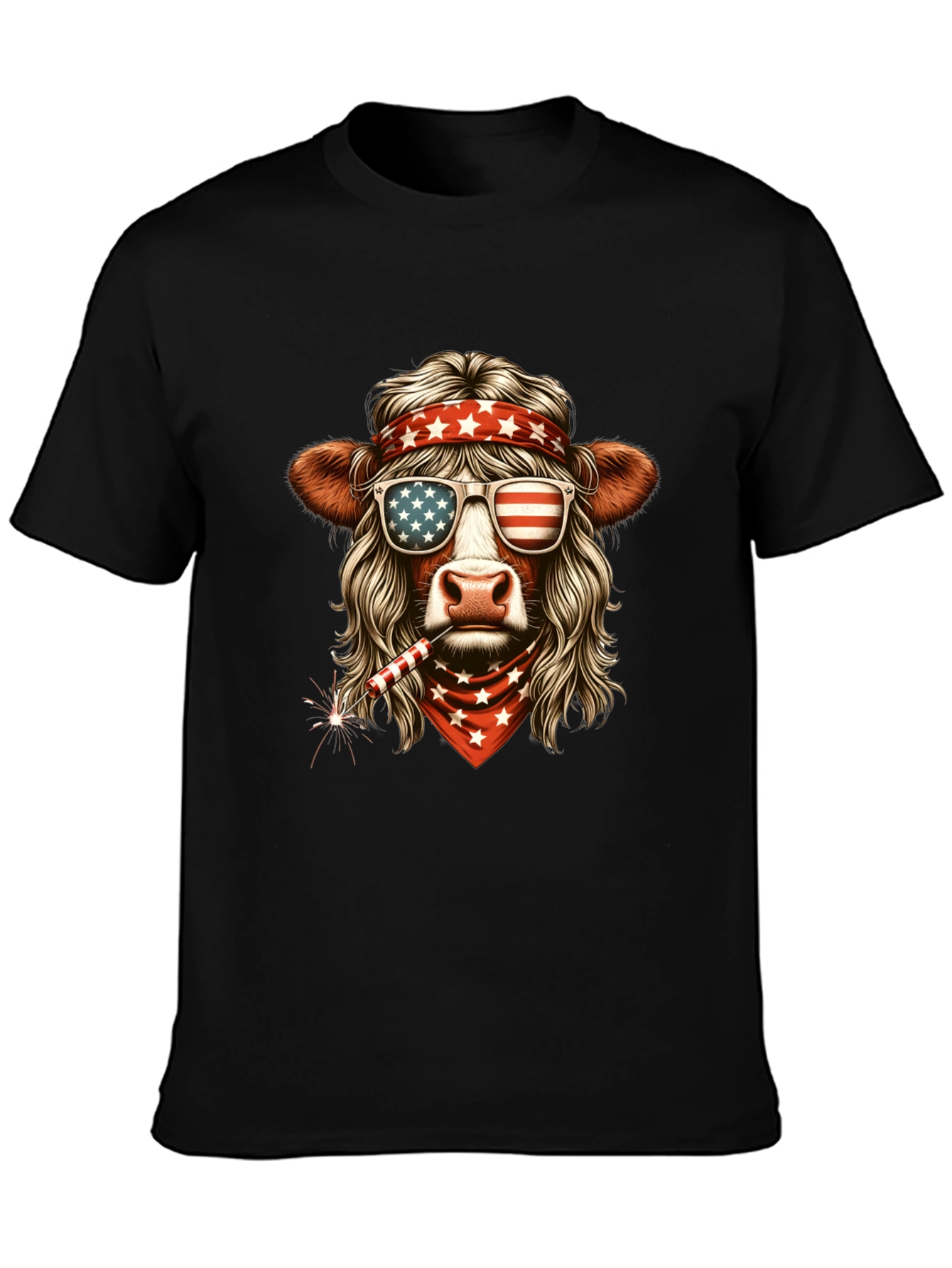 Patriotic Cow T-Shirt - American Flag Design