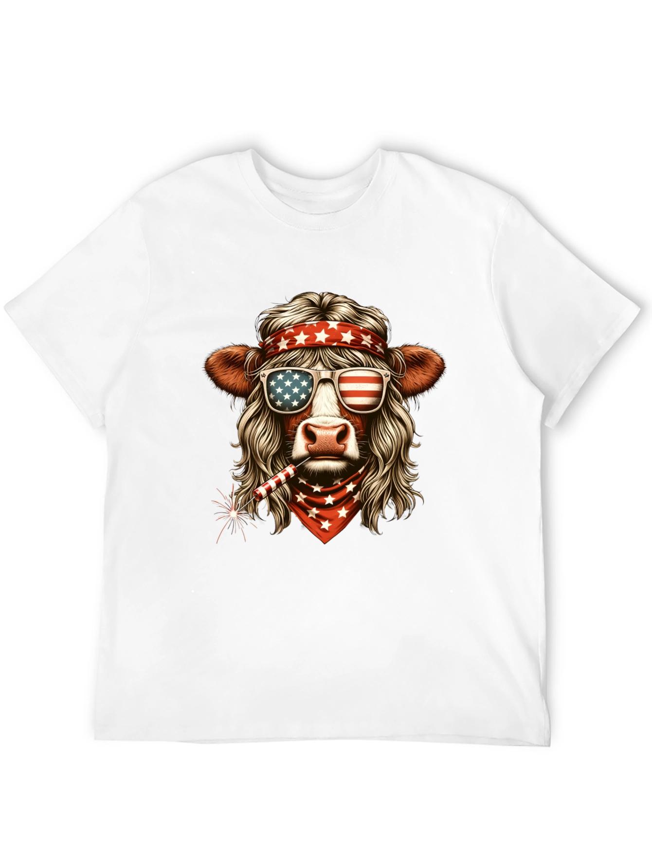 Patriotic Cow T-Shirt - American Flag Design