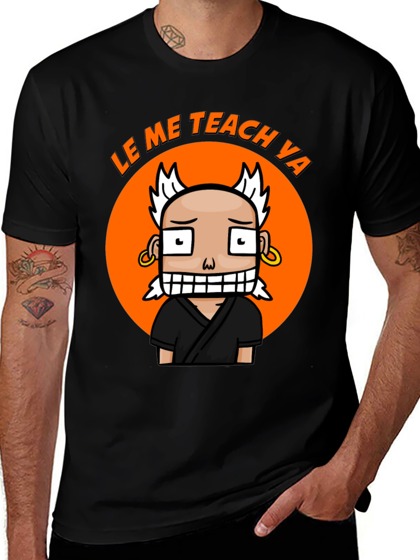 Funny Cartoon Teach Ya Black T-Shirt