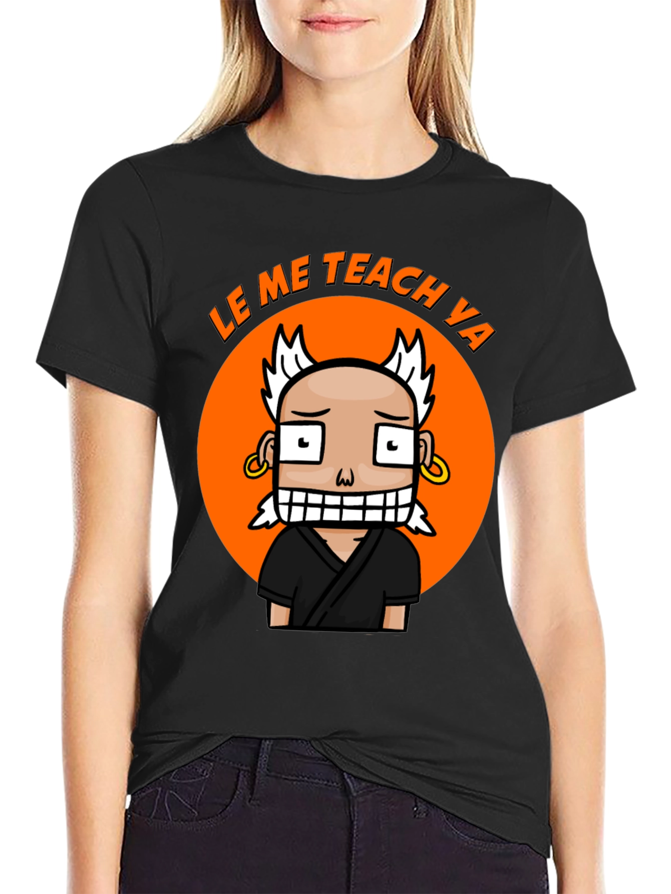 Funny Cartoon Teach Ya Black T-Shirt