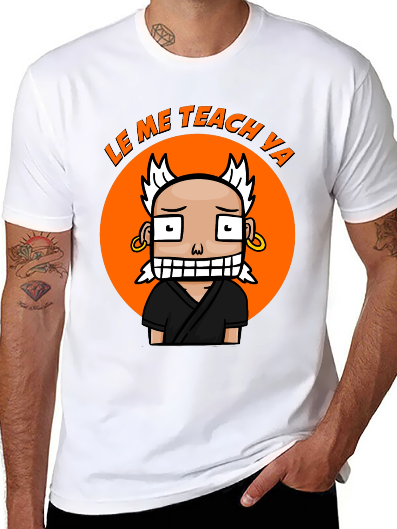 Funny Cartoon Teach Ya Black T-Shirt