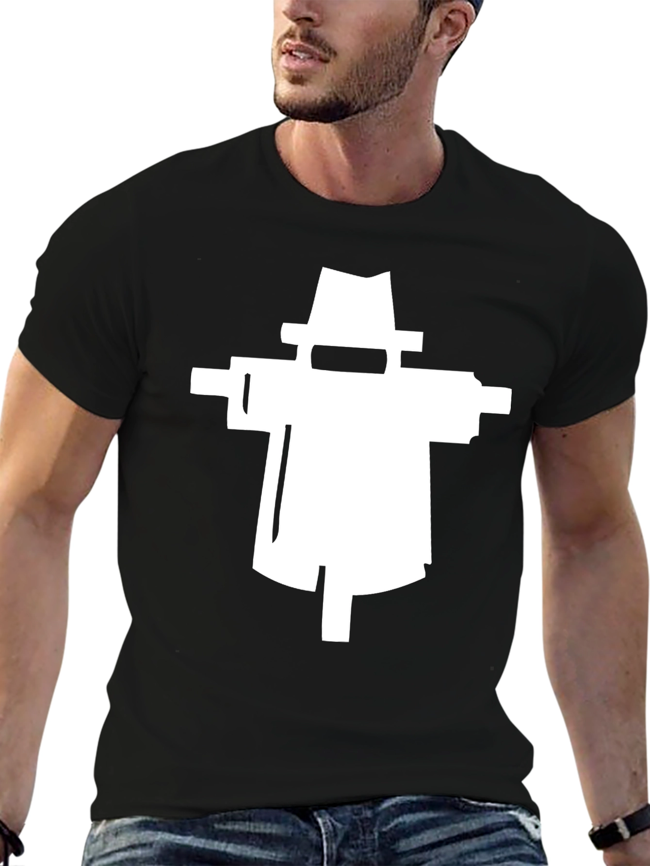 Modern Scarecrow Graphic Tee - Black