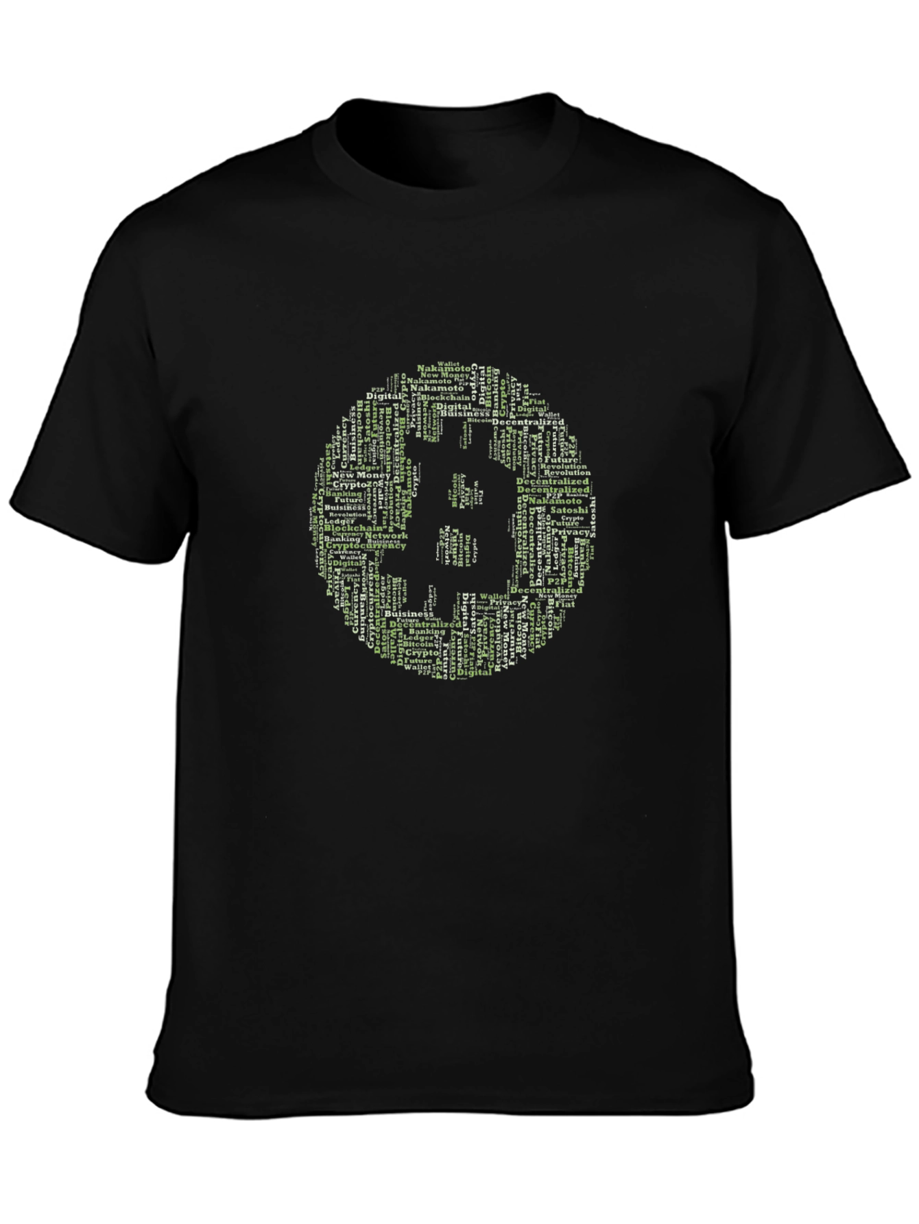 Bitcoin Crypto Word Art Graphic Tee - Black