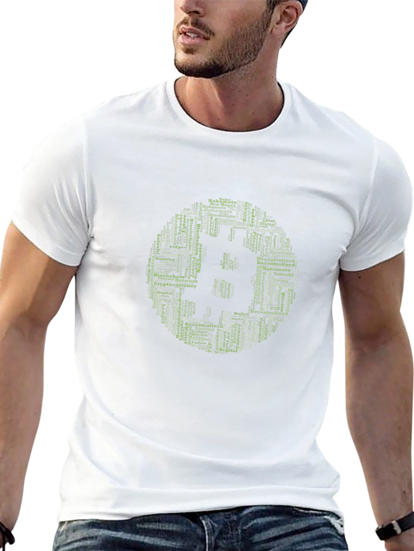 Bitcoin Crypto Word Art Graphic Tee - Black