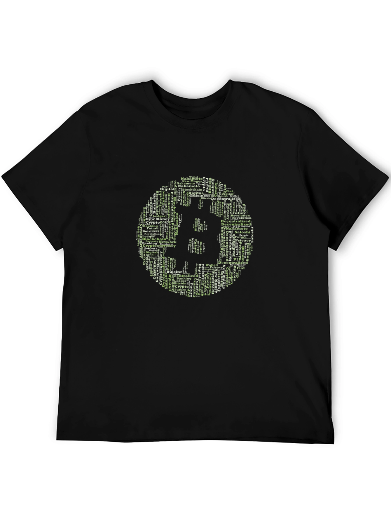 Bitcoin Crypto Word Art Graphic Tee - Black