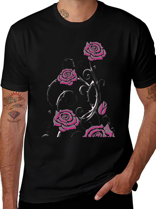 Gothic Rose T-Shirt - Dark Floral Design