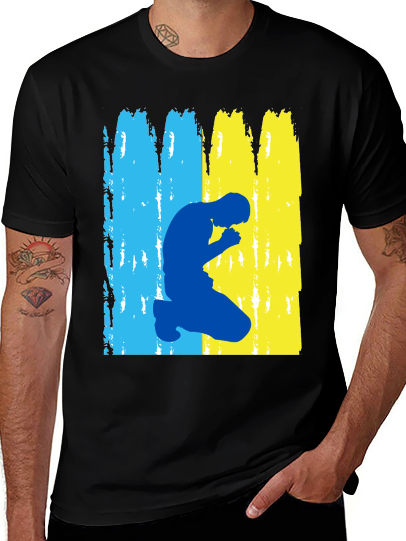 Ukraine Praying T-Shirt - Black Cotton
