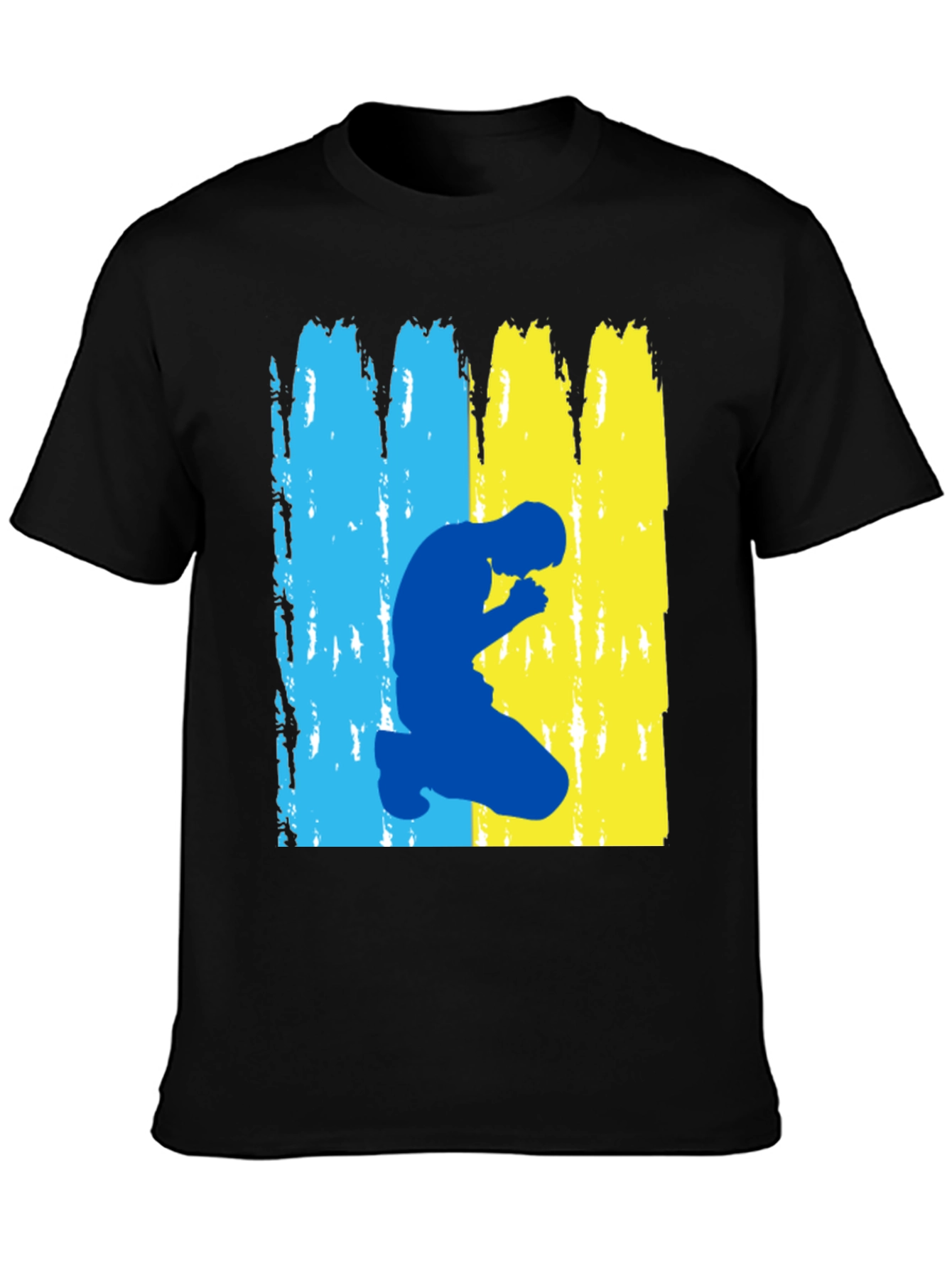 Ukraine Praying T-Shirt - Black Cotton
