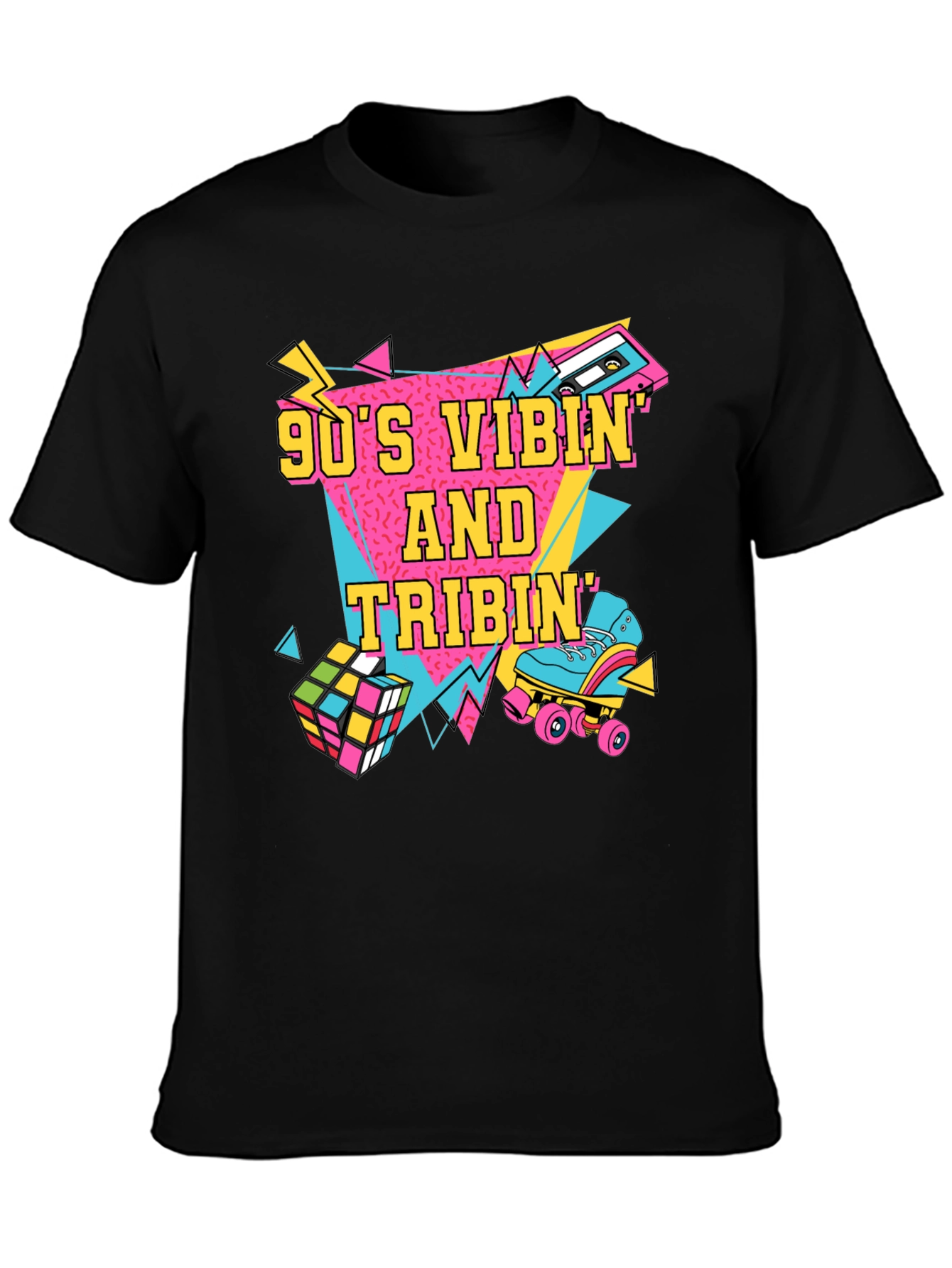90s Vibin T-Shirt Retro Design Black
