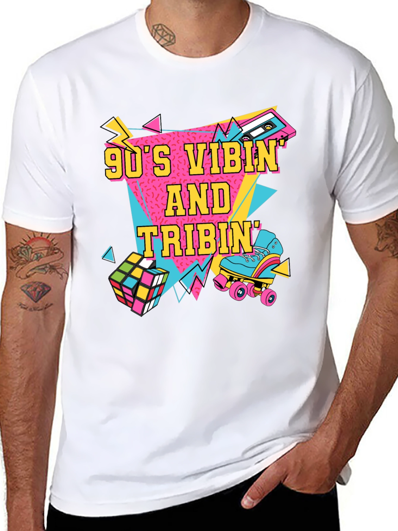 90s Vibin T-Shirt Retro Design Black
