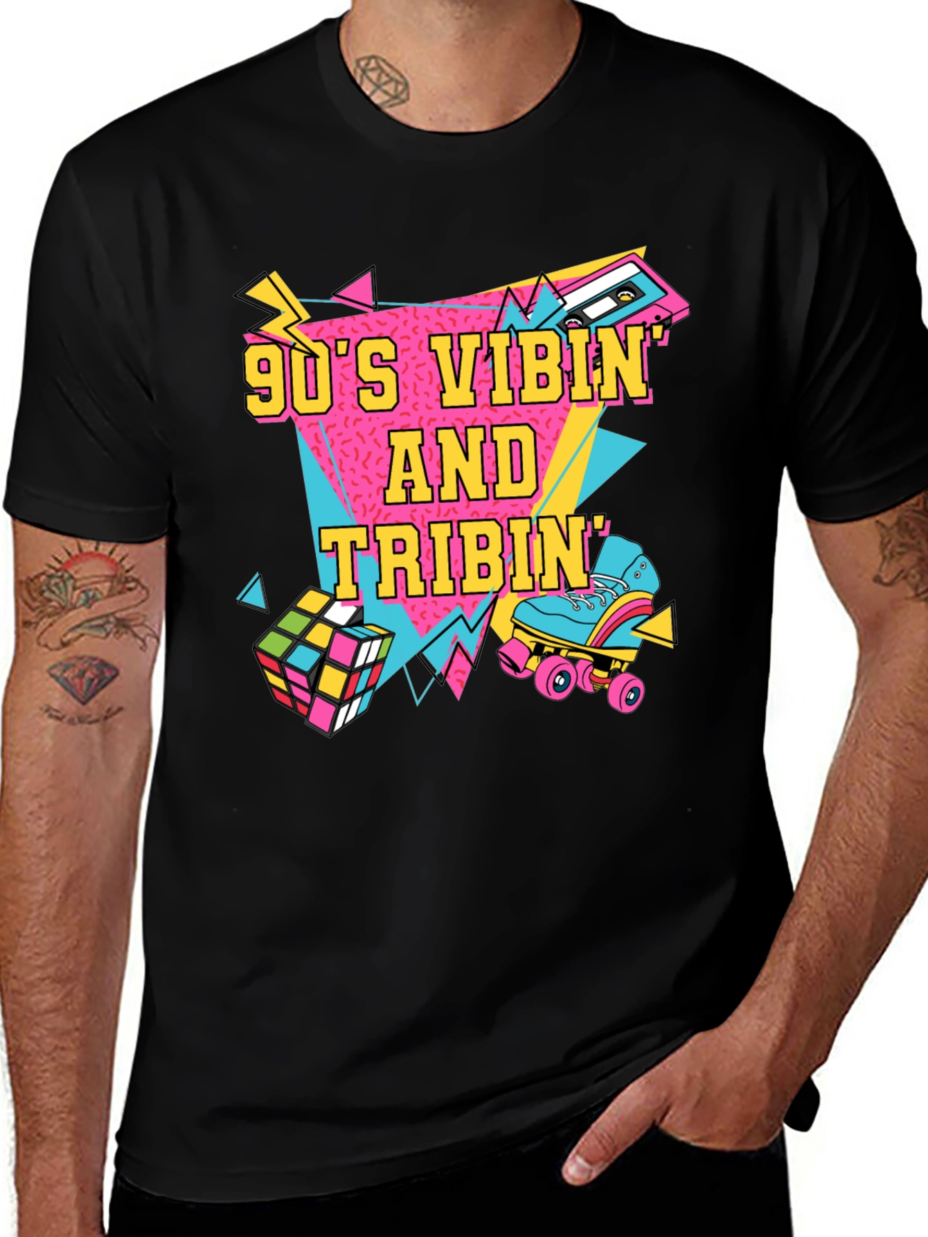 90s Vibin T-Shirt Retro Design Black