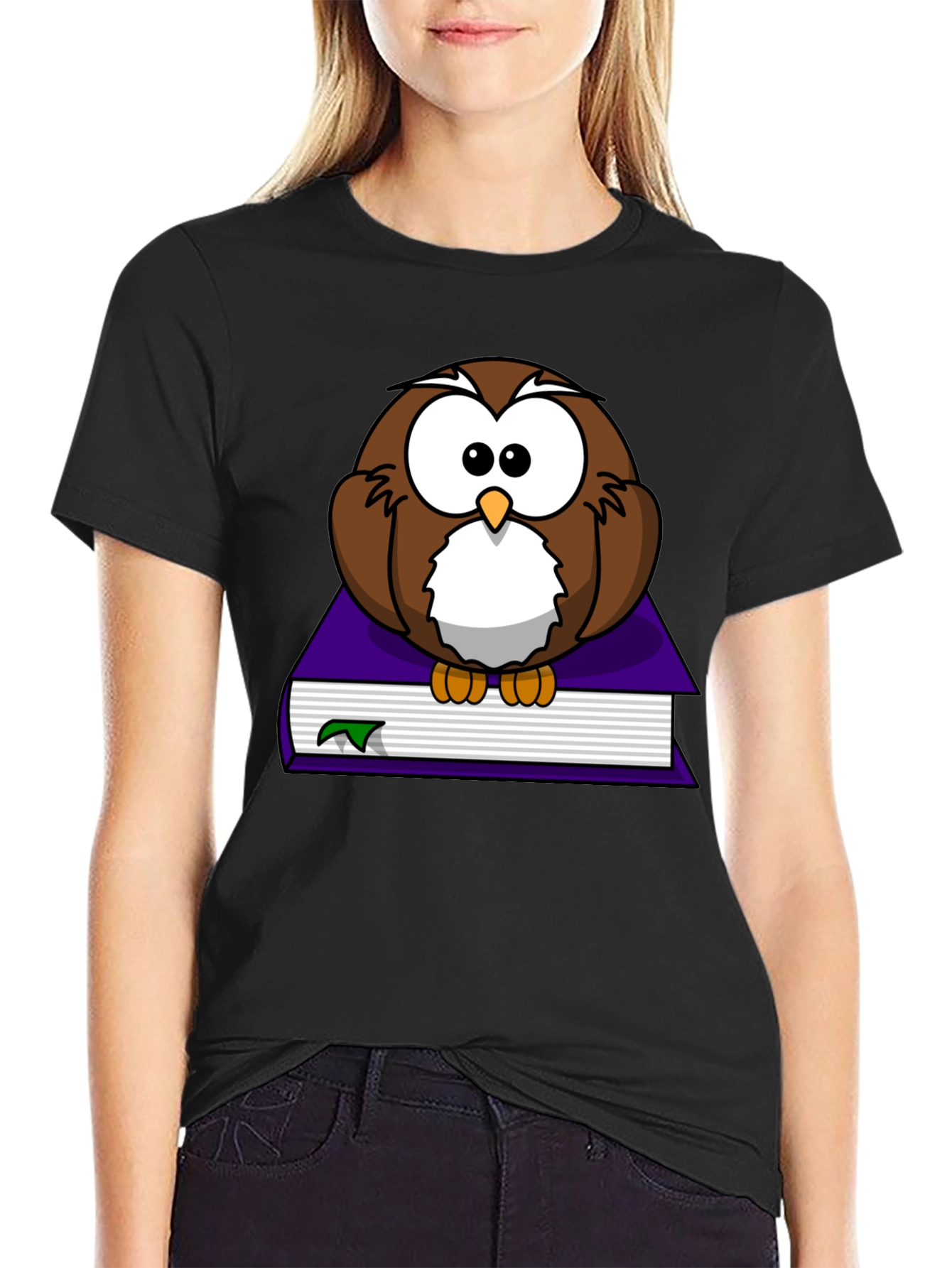 Owl on Book Graphic T-Shirt - Unisex Black Tee