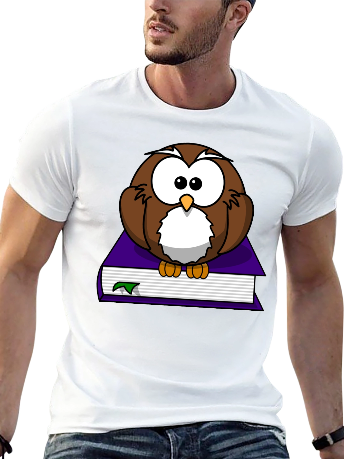 Owl on Book Graphic T-Shirt - Unisex Black Tee