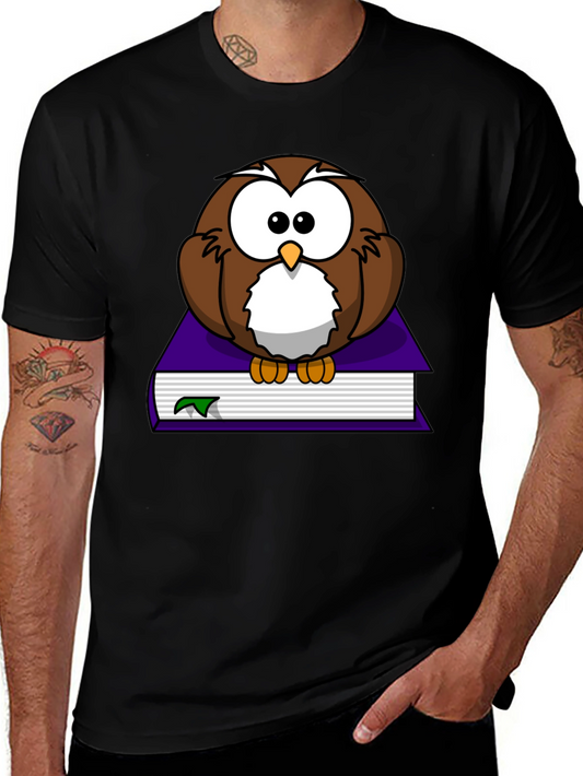 Owl on Book Graphic T-Shirt - Unisex Black Tee