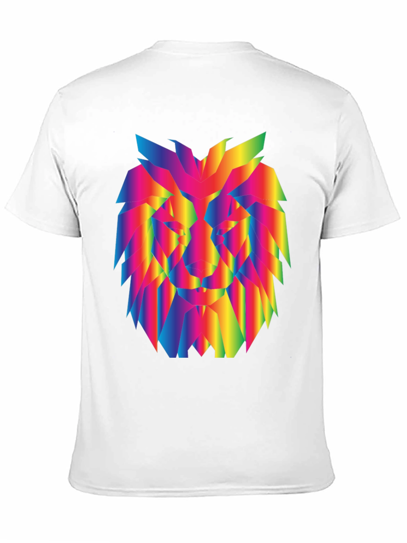 Rainbow Geometric Lion Graphic Black T-Shirt