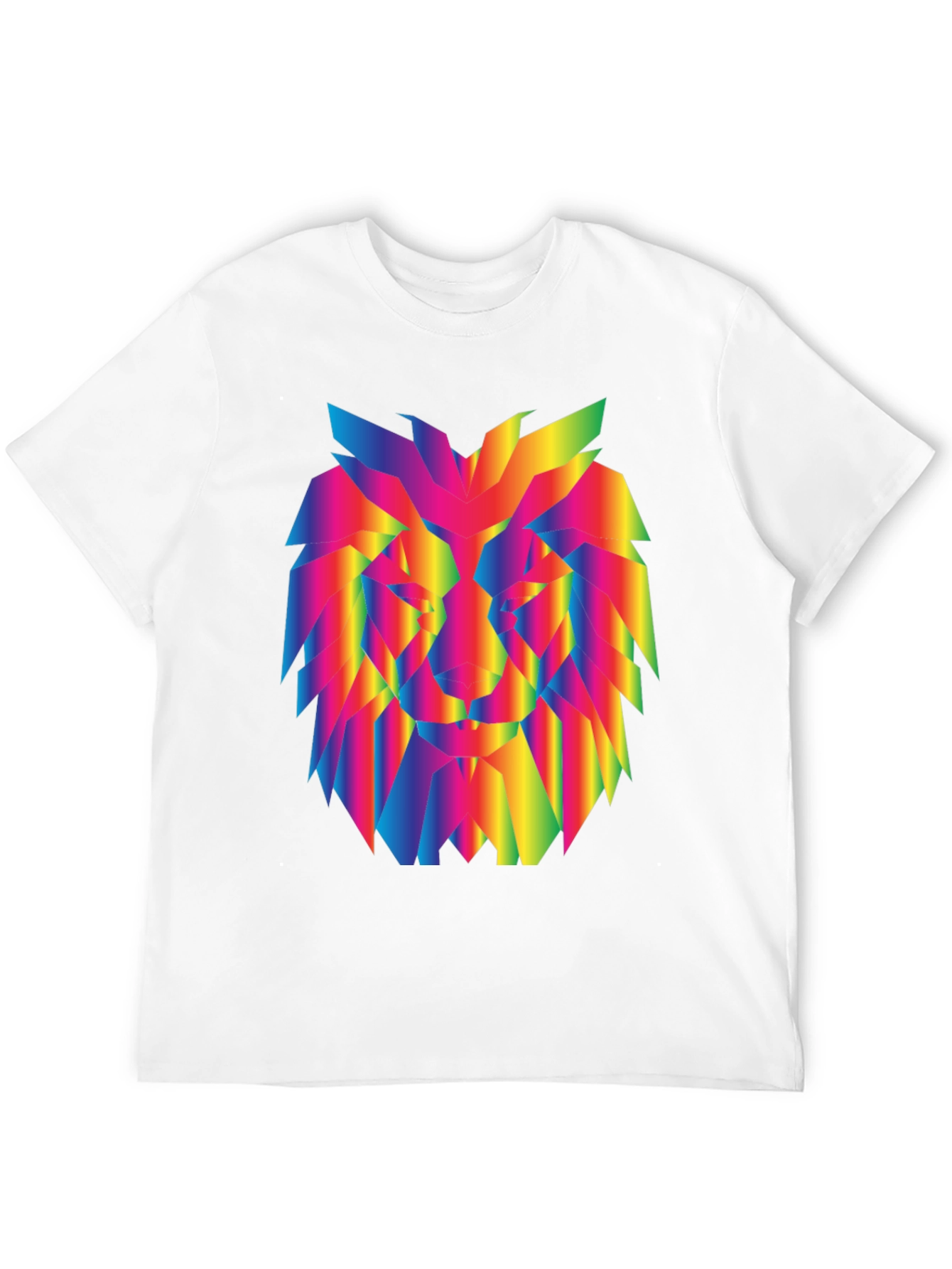 Rainbow Geometric Lion Graphic Black T-Shirt
