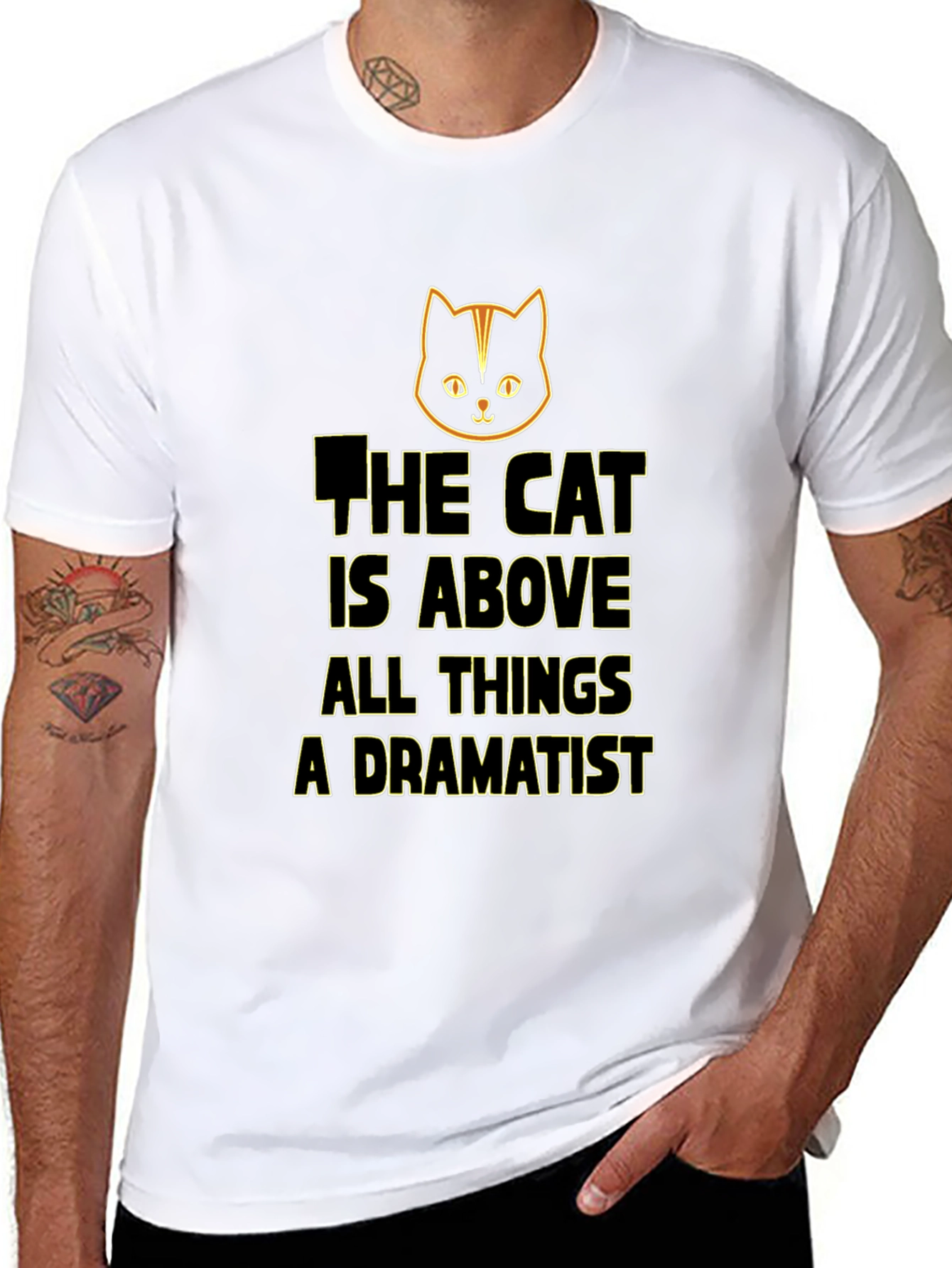 Cat Above All Things Dramatist Black T-Shirt