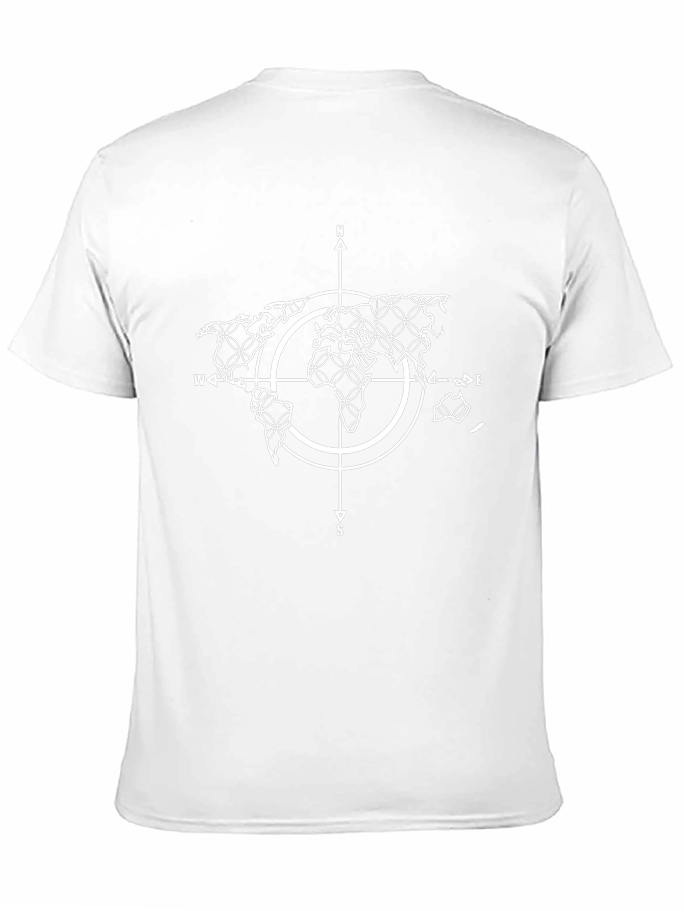Geometric World Map Compass Black T-Shirt