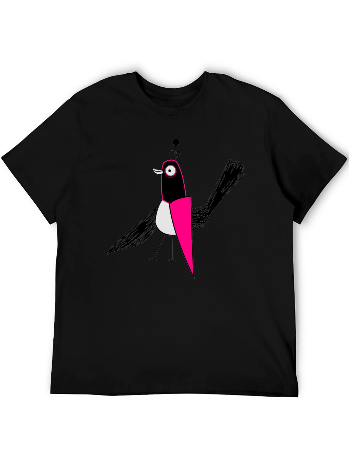 Abstract Bird Graphic Black T-Shirt