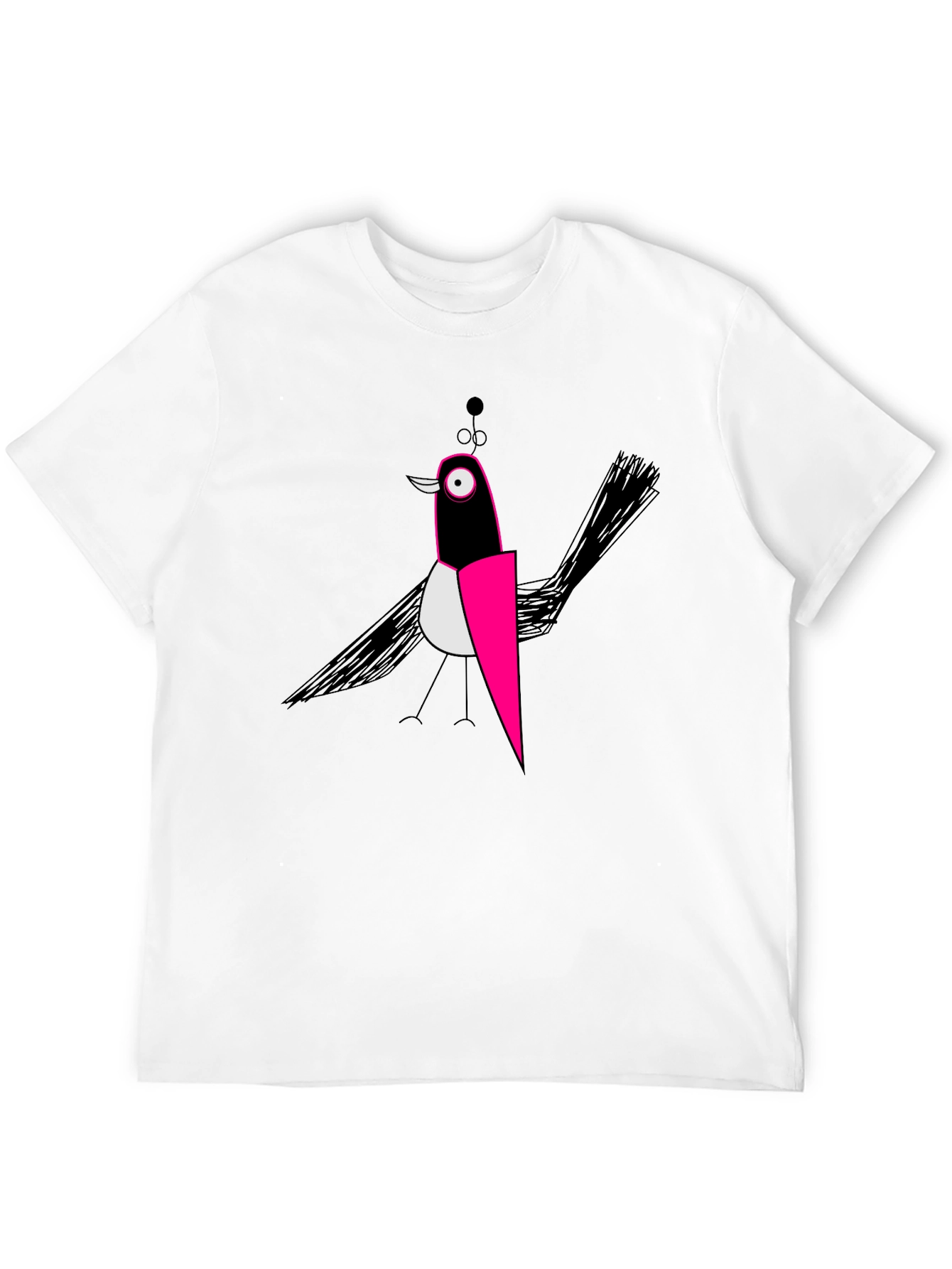 Abstract Bird Graphic Black T-Shirt
