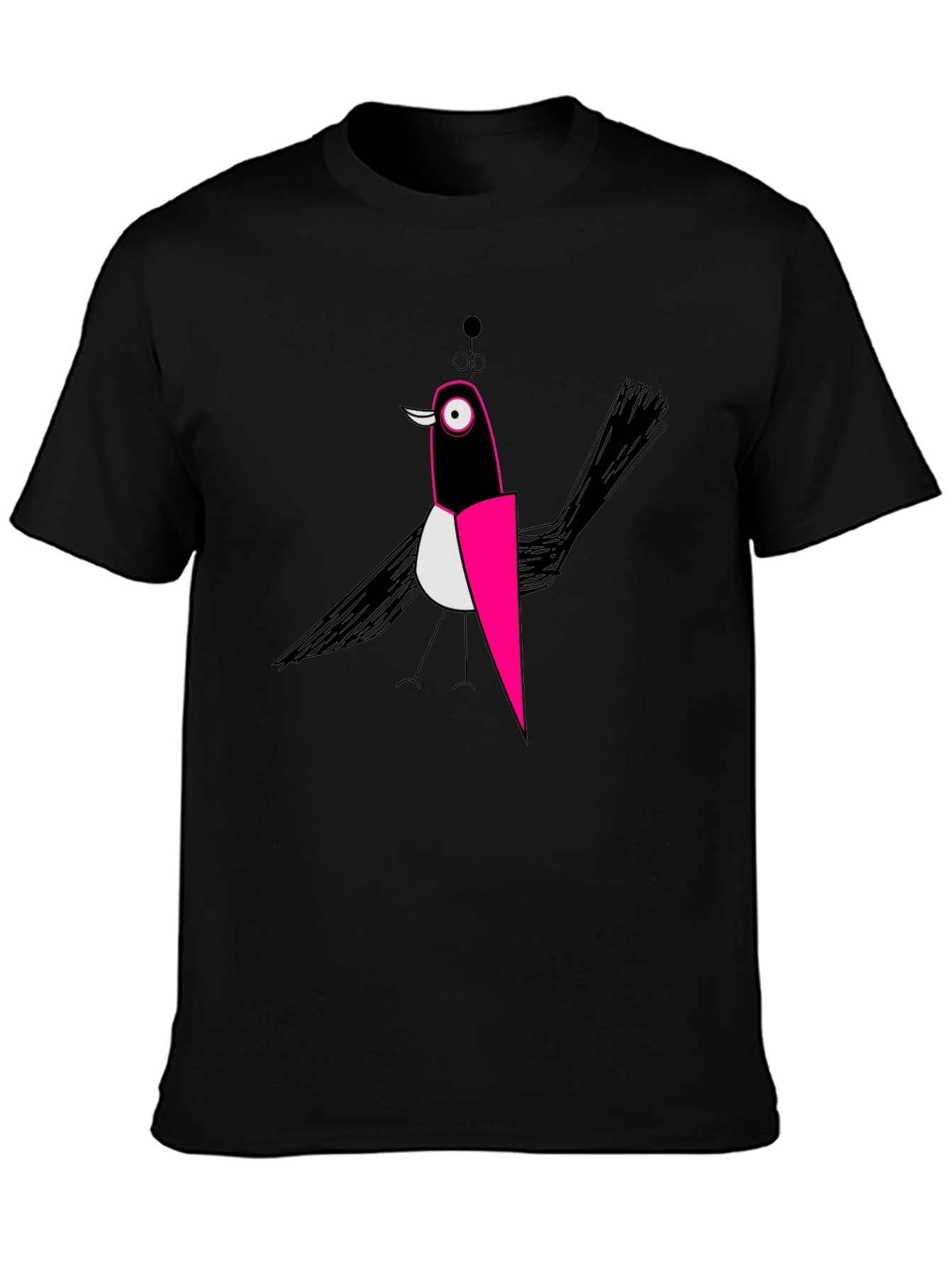 Abstract Bird Graphic Black T-Shirt