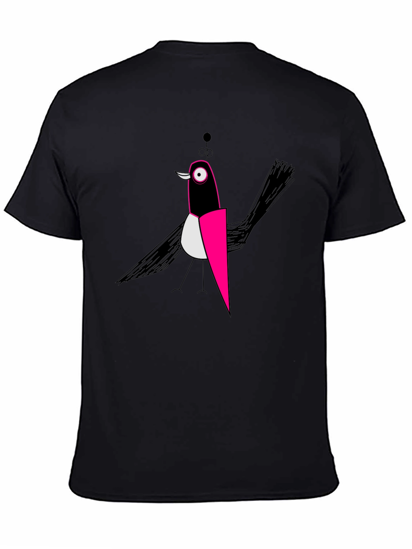 Abstract Bird Graphic Black T-Shirt