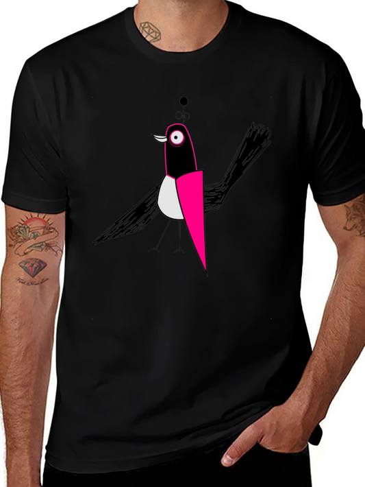 Abstract Bird Graphic Black T-Shirt