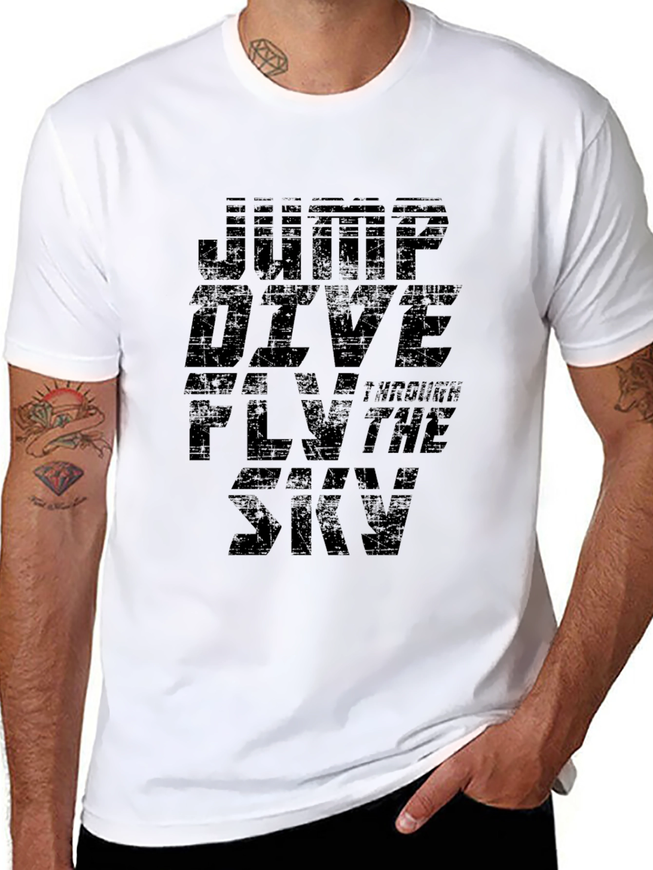 Jump Dive Fly Sky Black Graphic T-Shirt
