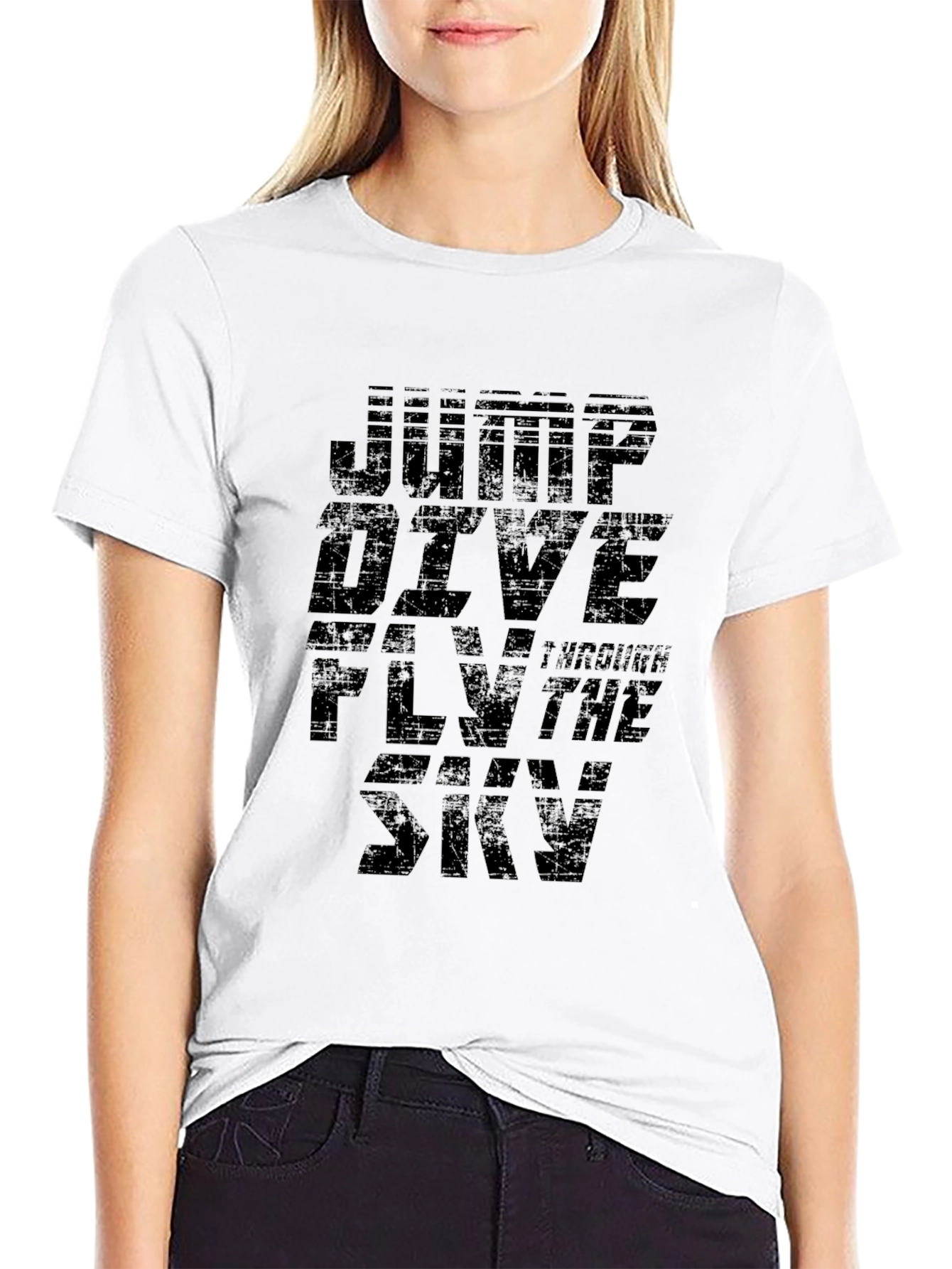 Jump Dive Fly Sky Black Graphic T-Shirt