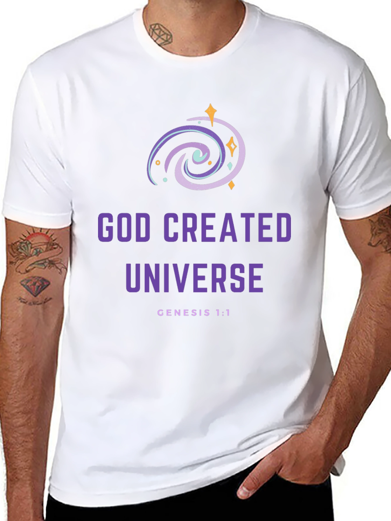 God Created Universe Black T-Shirt
