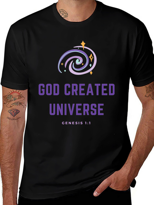 God Created Universe Black T-Shirt