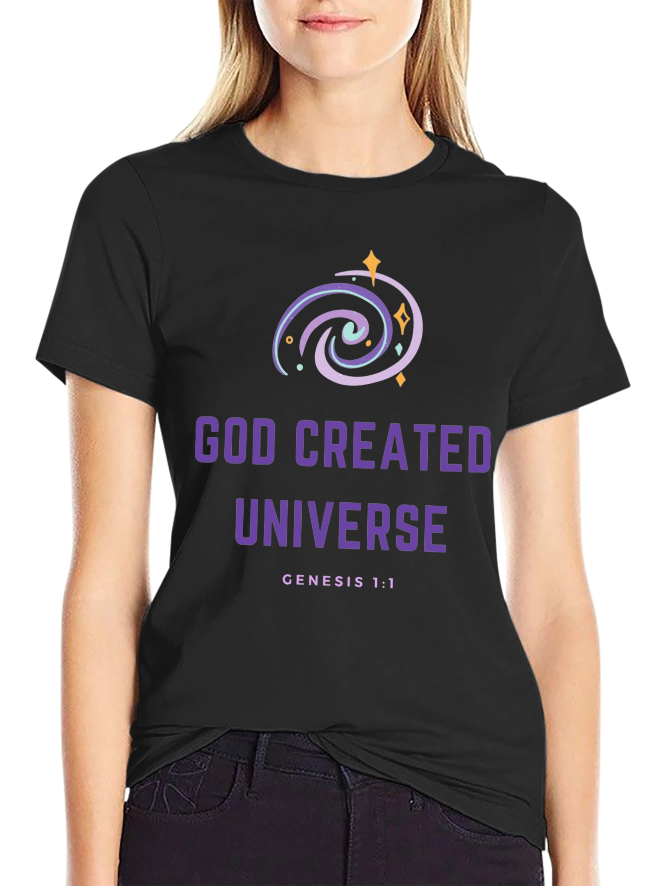 God Created Universe Black T-Shirt
