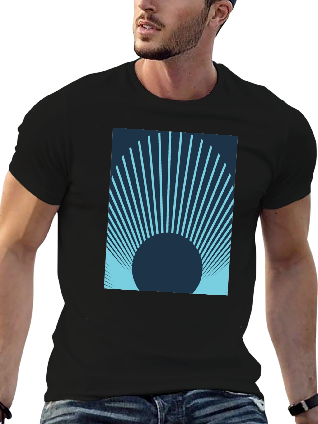 Abstract Sunrise Black T-Shirt