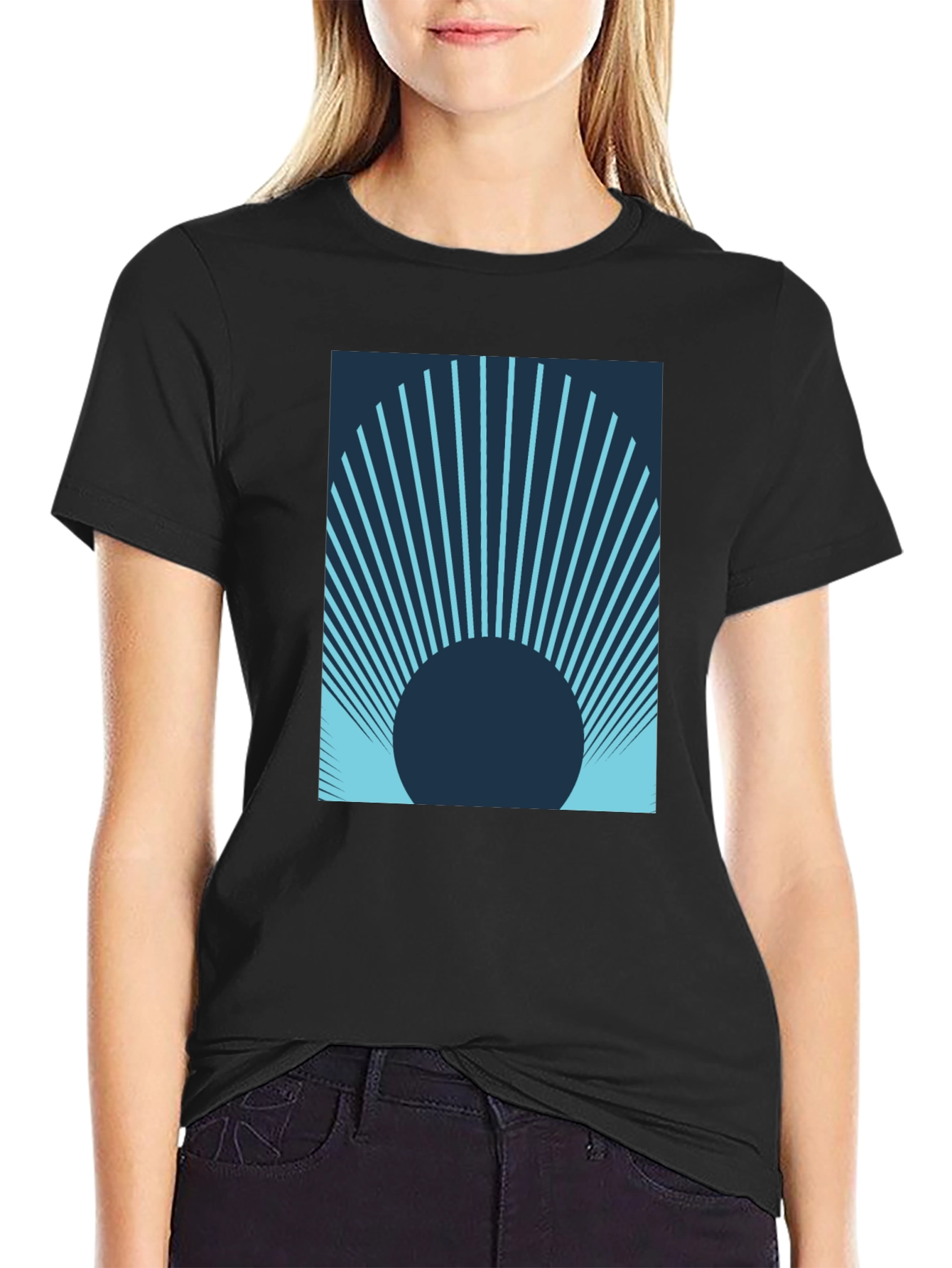 Abstract Sunrise Black T-Shirt