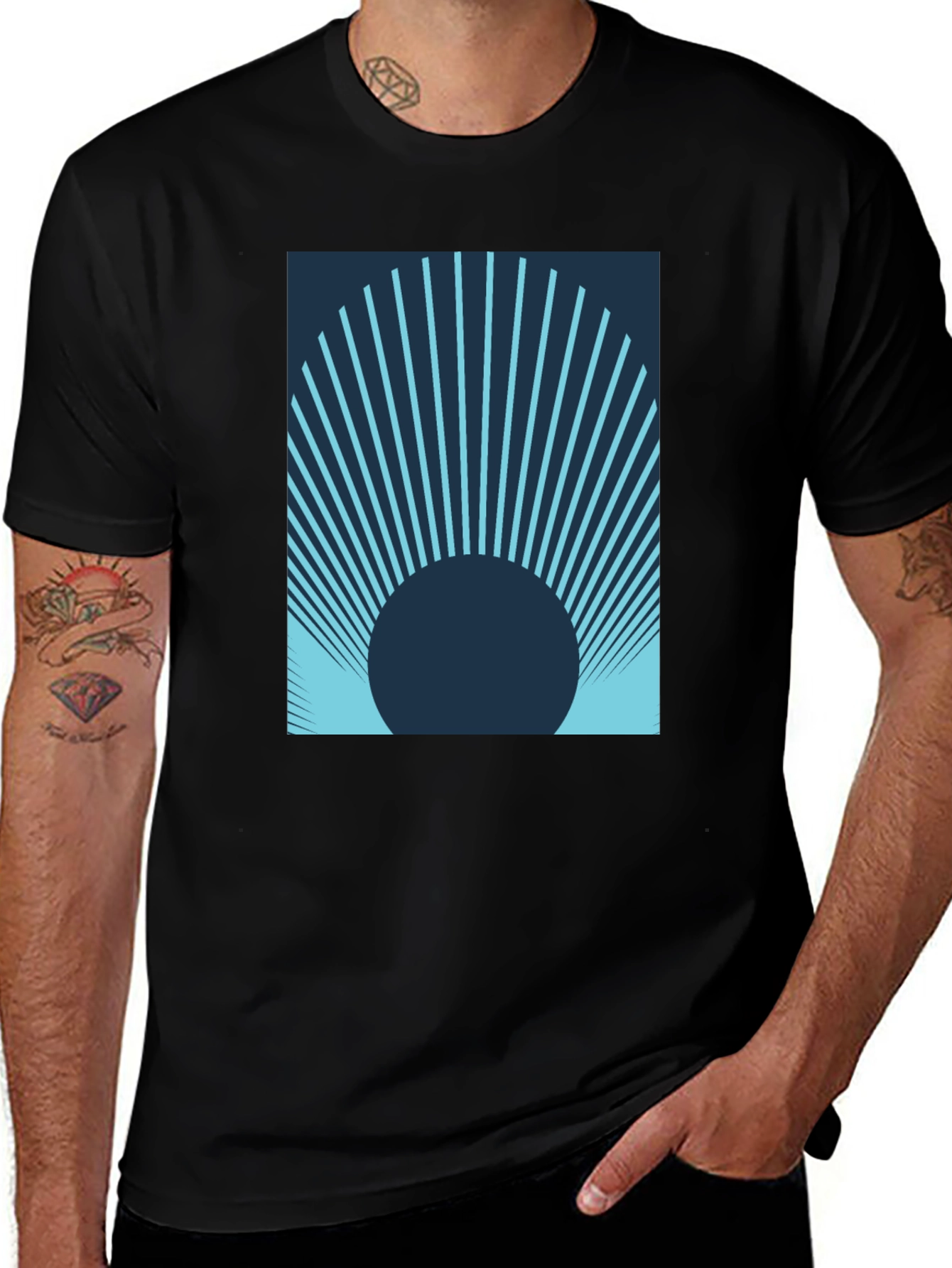 Abstract Sunrise Black T-Shirt