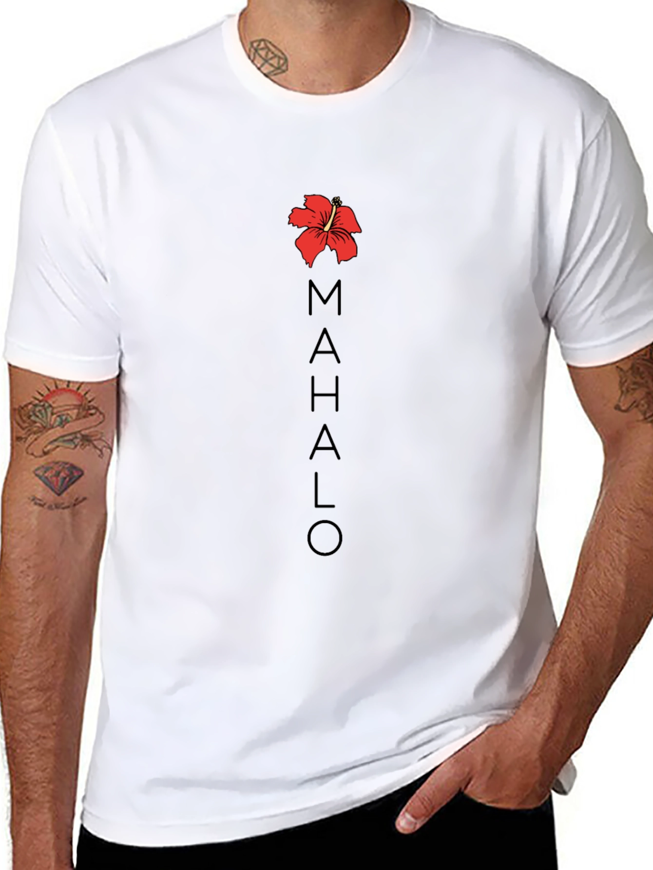 Mahalo Hawaiian Hibiscus T-Shirt Black