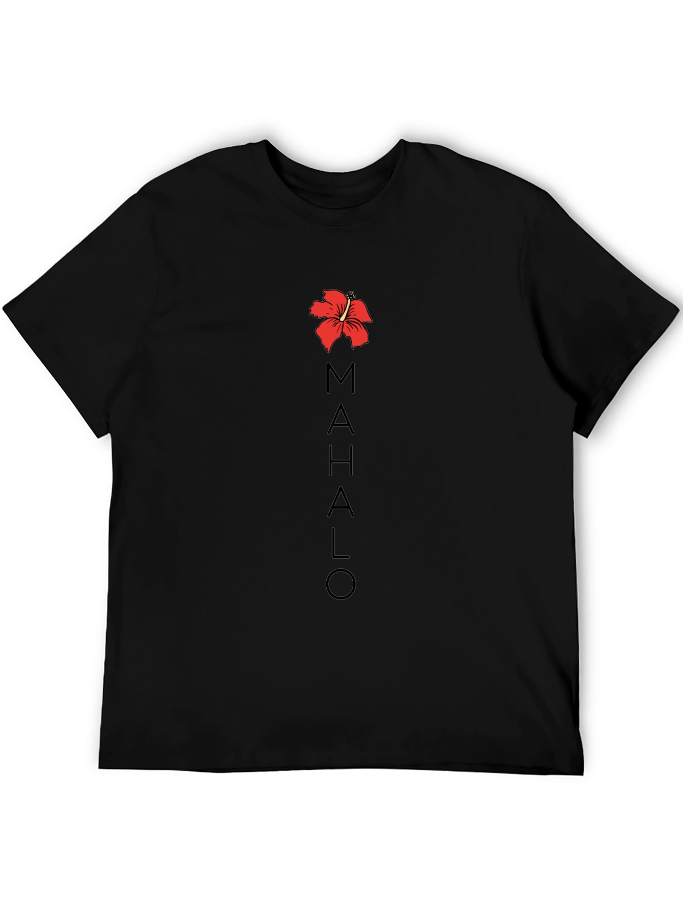 Mahalo Hawaiian Hibiscus T-Shirt Black