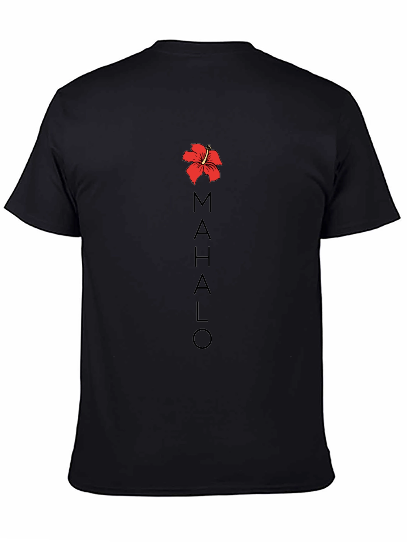 Mahalo Hawaiian Hibiscus T-Shirt Black