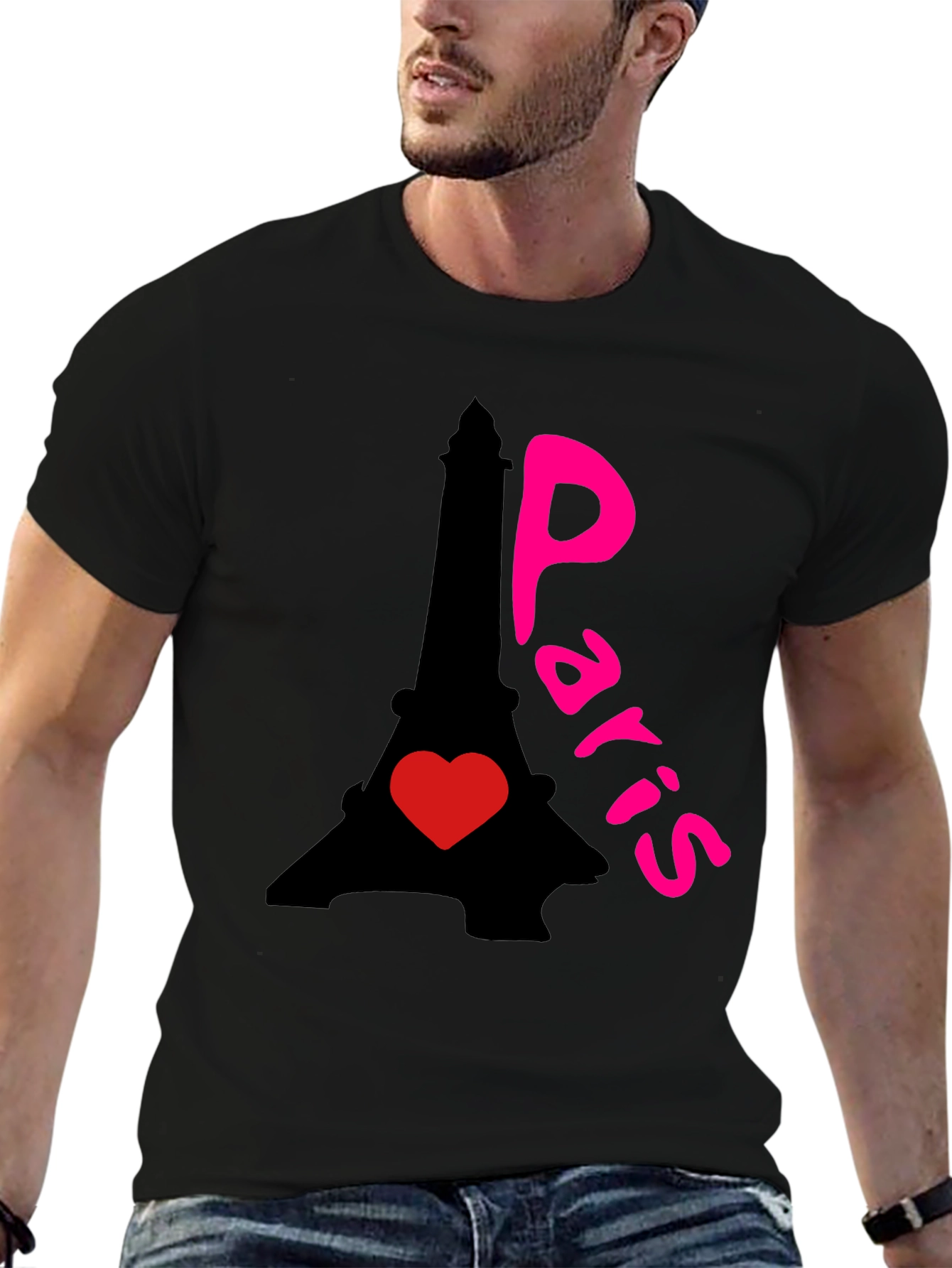 Paris Eiffel Tower Heart Graphic T-Shirt