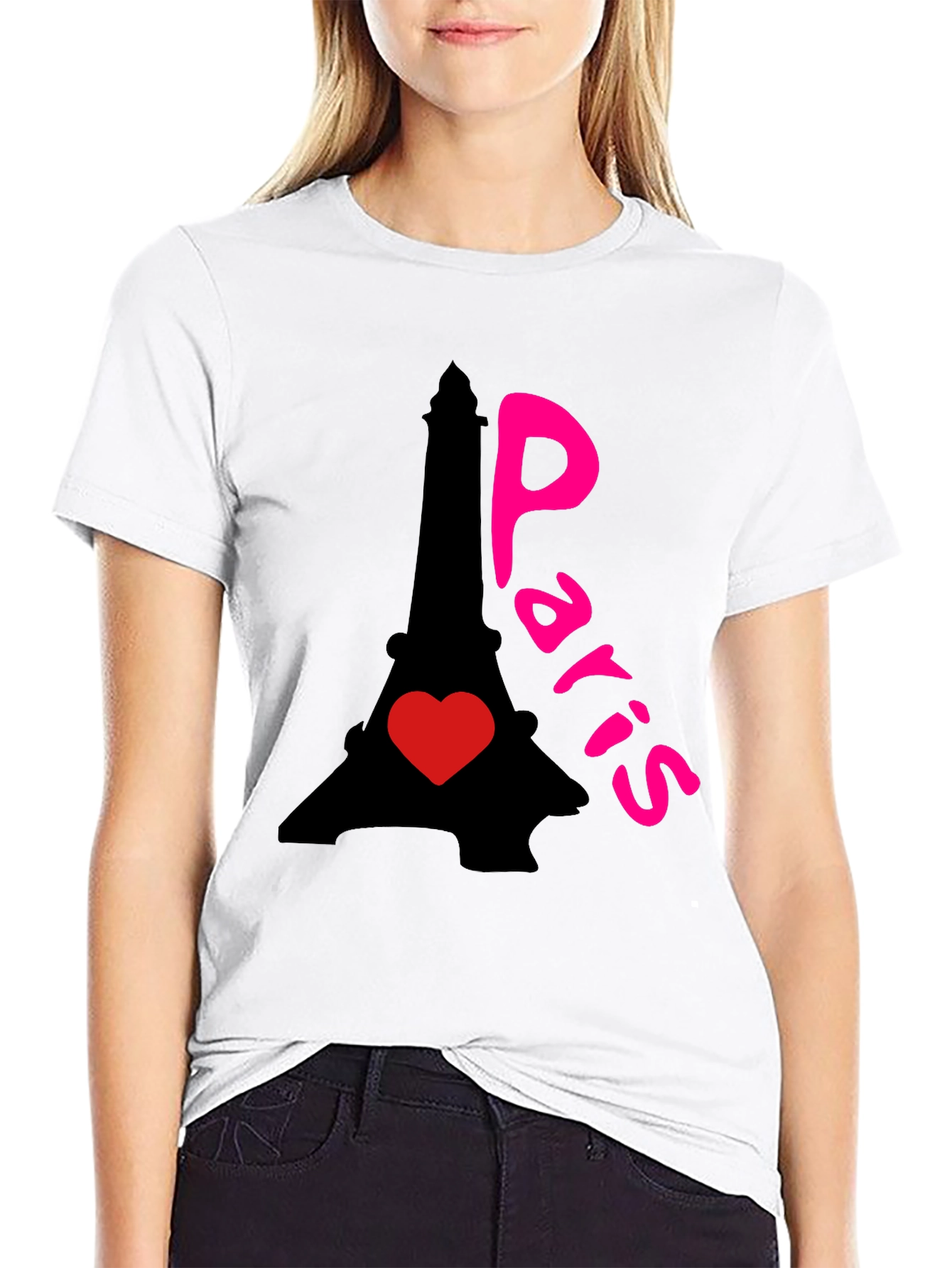 Paris Eiffel Tower Heart Graphic T-Shirt