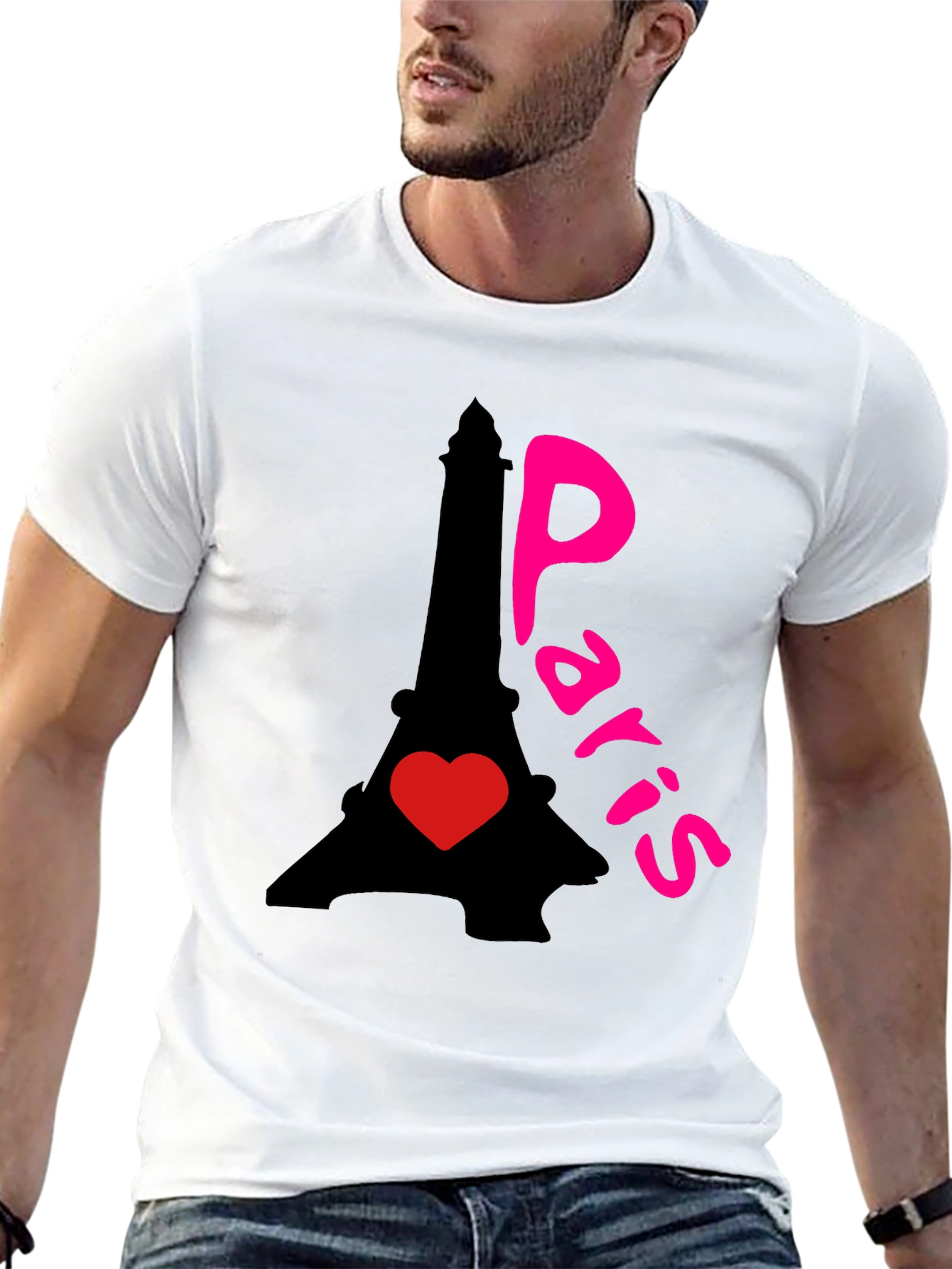 Paris Eiffel Tower Heart Graphic T-Shirt