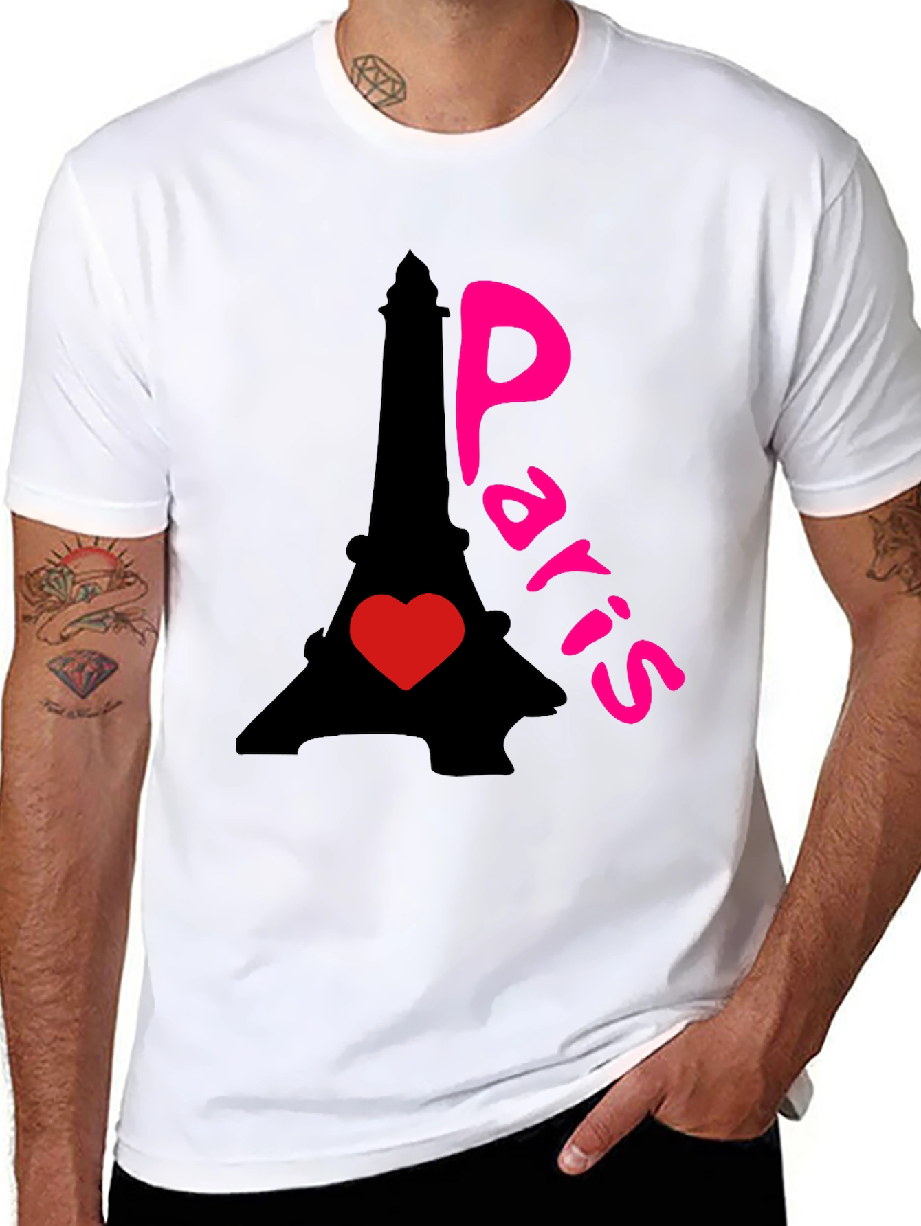 Paris Eiffel Tower Heart Graphic T-Shirt