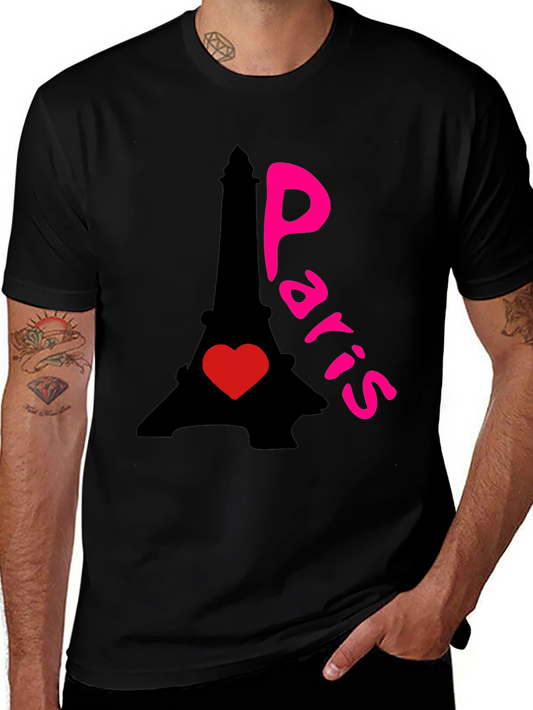 Paris Eiffel Tower Heart Graphic T-Shirt