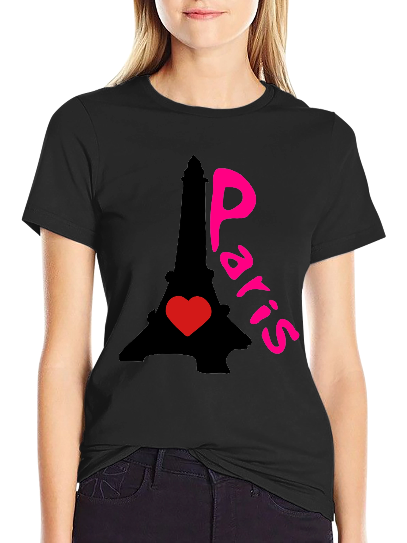 Paris Eiffel Tower Heart Graphic T-Shirt