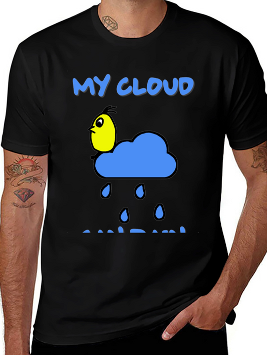 My Cloud Graphic Tee - Unique Bird and Rain Design