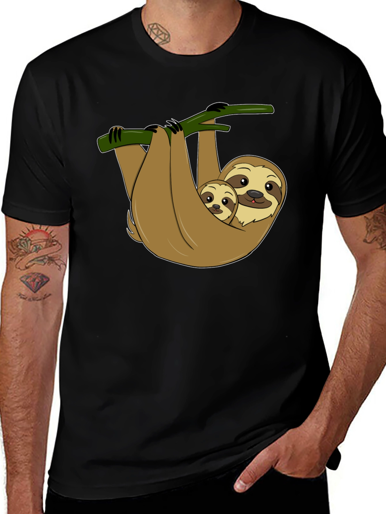 Cute Sloth Mom & Baby Graphic T-Shirt